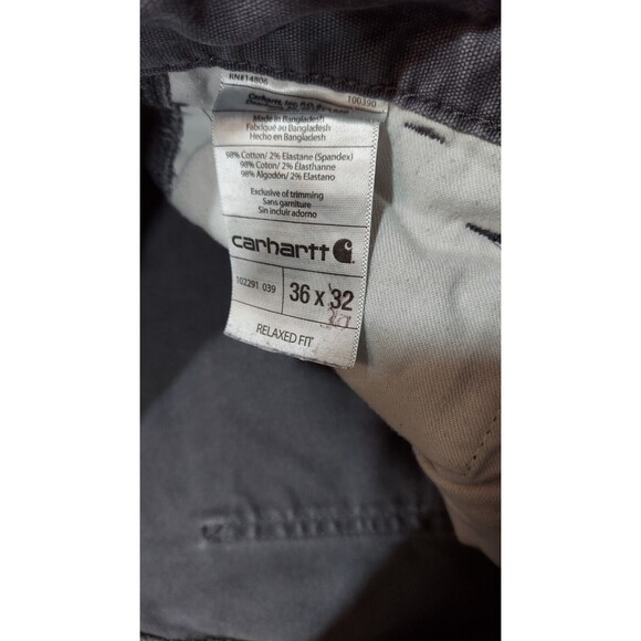 Carhartt Pants Gray Workwear Relaxed Fit Canvas Stretch 102291-039 MENS 34x29 - Picture 4 of 8